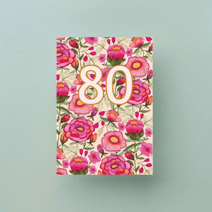 80th Birthday Card – Peony Flowers  Kirsten Katz