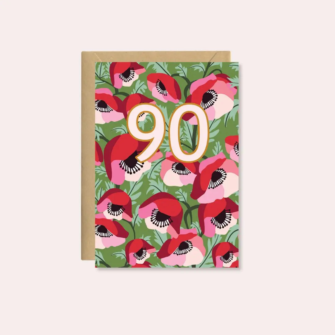 90th Birthday Card – Poppies  Kirsten Katz