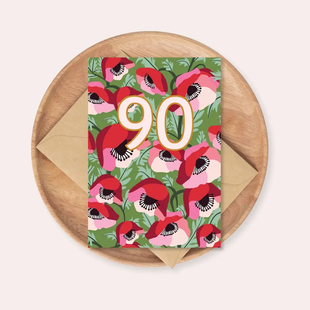 90th Birthday Card – Poppies  Kirsten Katz