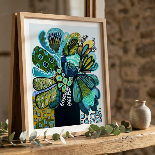Australia Blue Proteas Art Print