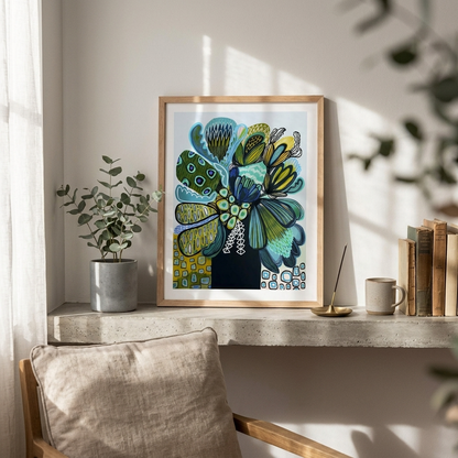 Australia Blue Proteas Art Print