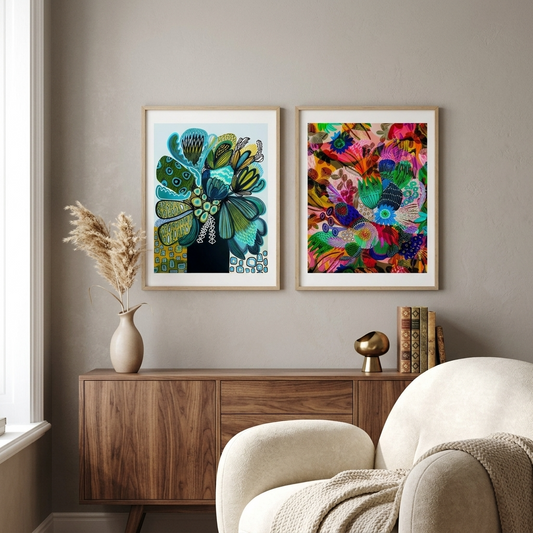Azure Flowers & Garden of Eden Print Set