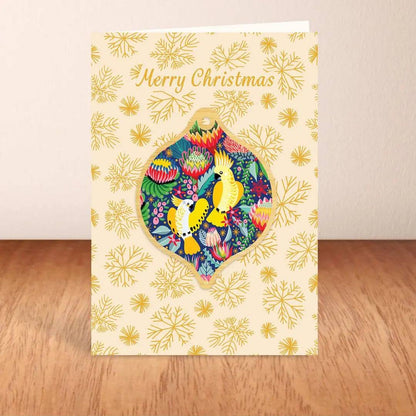 Australian Cockatoo Birds Wooden Christmas Bauble Kirsten Katz