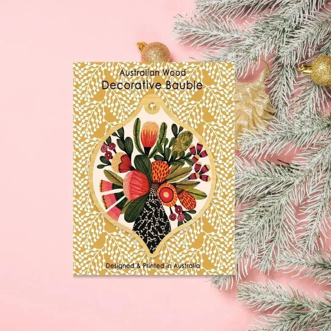 Australian Native Flowers Christmas Baubles Set 4  Kirsten Katz