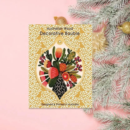 Australian Native Flowers Christmas Baubles Set 4  Kirsten Katz