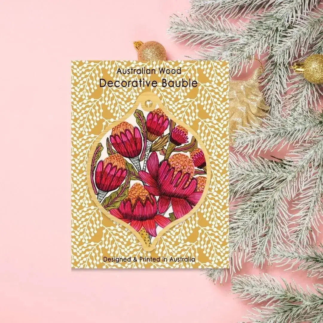 Australian Native Flowers Christmas Baubles Set 4  Kirsten Katz