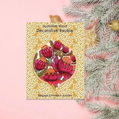 Australian Native Flowers Christmas Baubles Set 4  Kirsten Katz