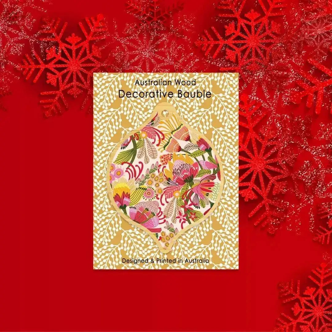 Australian Native Flowers Christmas Baubles Set 4  Kirsten Katz