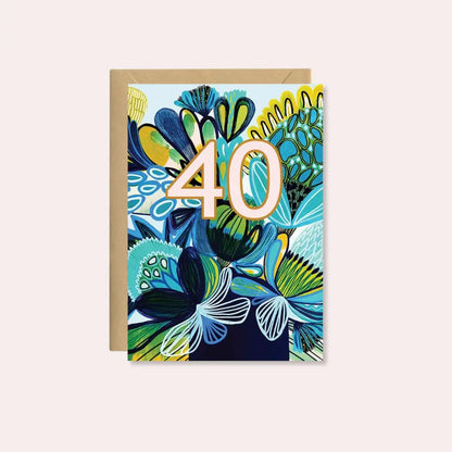 Azure 40th Birthday Card – Native Flowers  Kirsten Katz