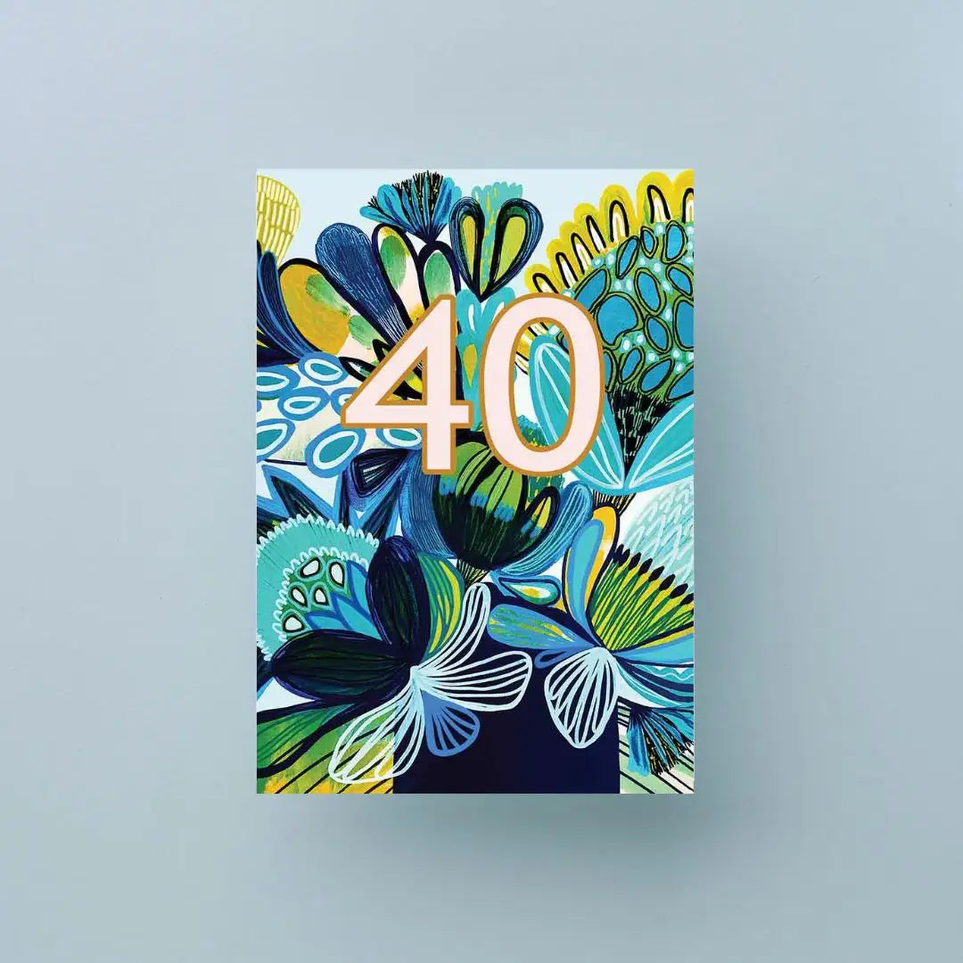 Azure 40th Birthday Card – Native Flowers  Kirsten Katz