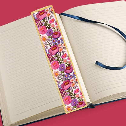 Pink Mauve Flowers Australian Wooden Bookmark - Kirsten Katz