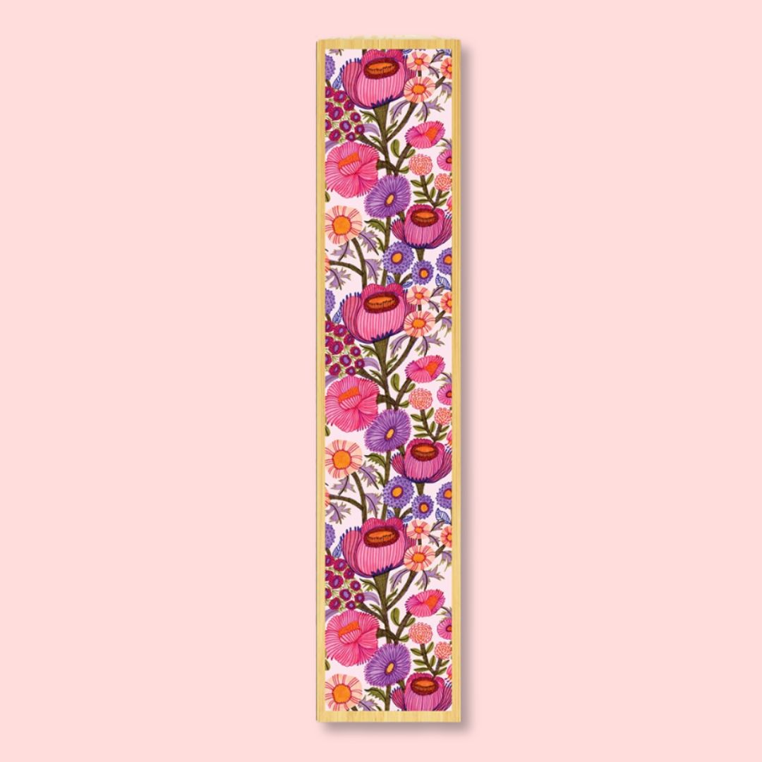 Pink Mauve Flowers Australian Wooden Bookmark - Kirsten Katz