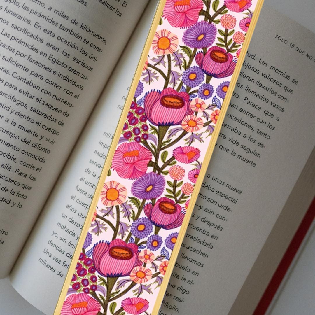 Pink Mauve Flowers Australian Wooden Bookmark - Kirsten Katz