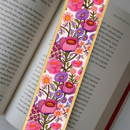 Pink Mauve Flowers Australian Wooden Bookmark - Kirsten Katz