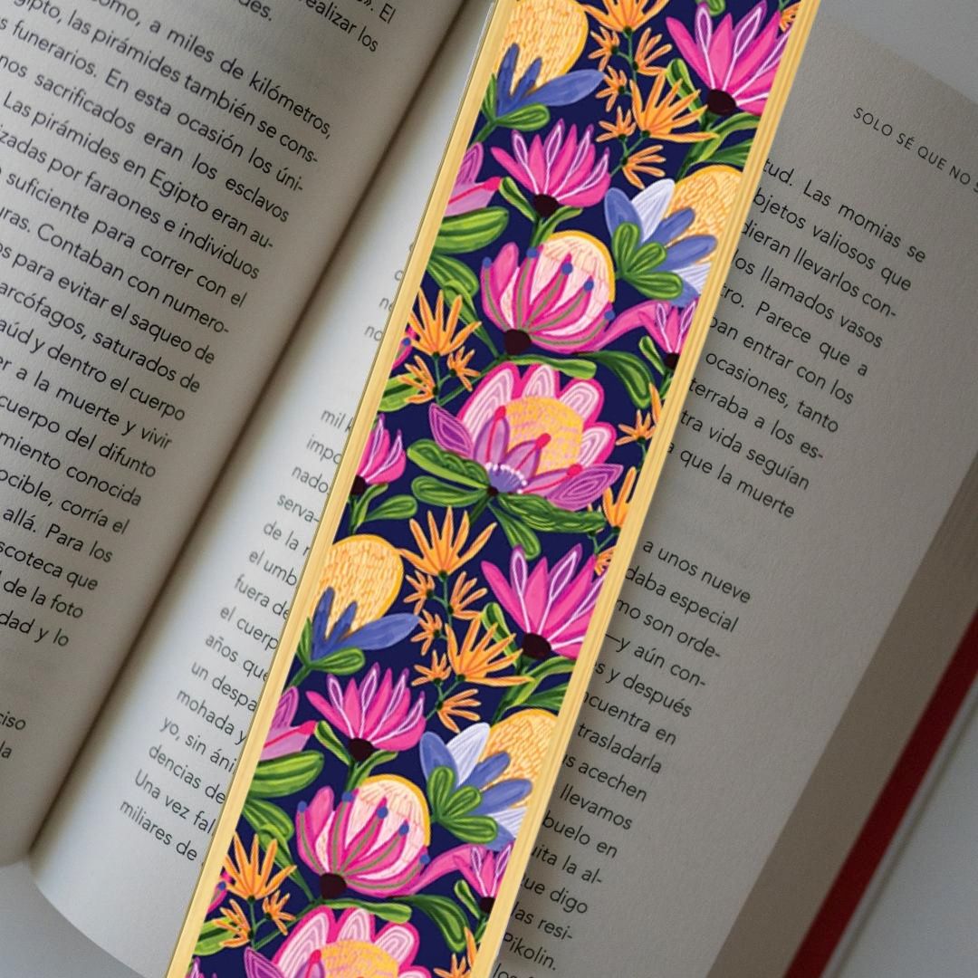 Mauve Proteas Australian Wooden Bookmark - Kirsten Katz