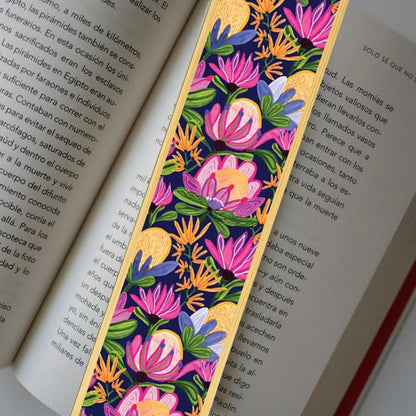 Mauve Proteas Australian Wooden Bookmark - Kirsten Katz