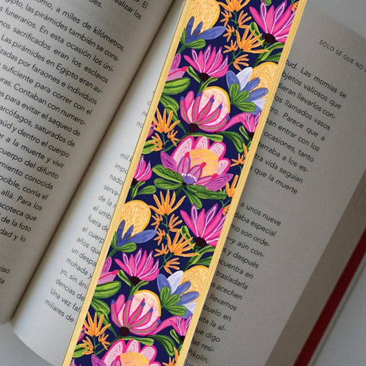 Mauve Proteas Australian Wooden Bookmark - Kirsten Katz