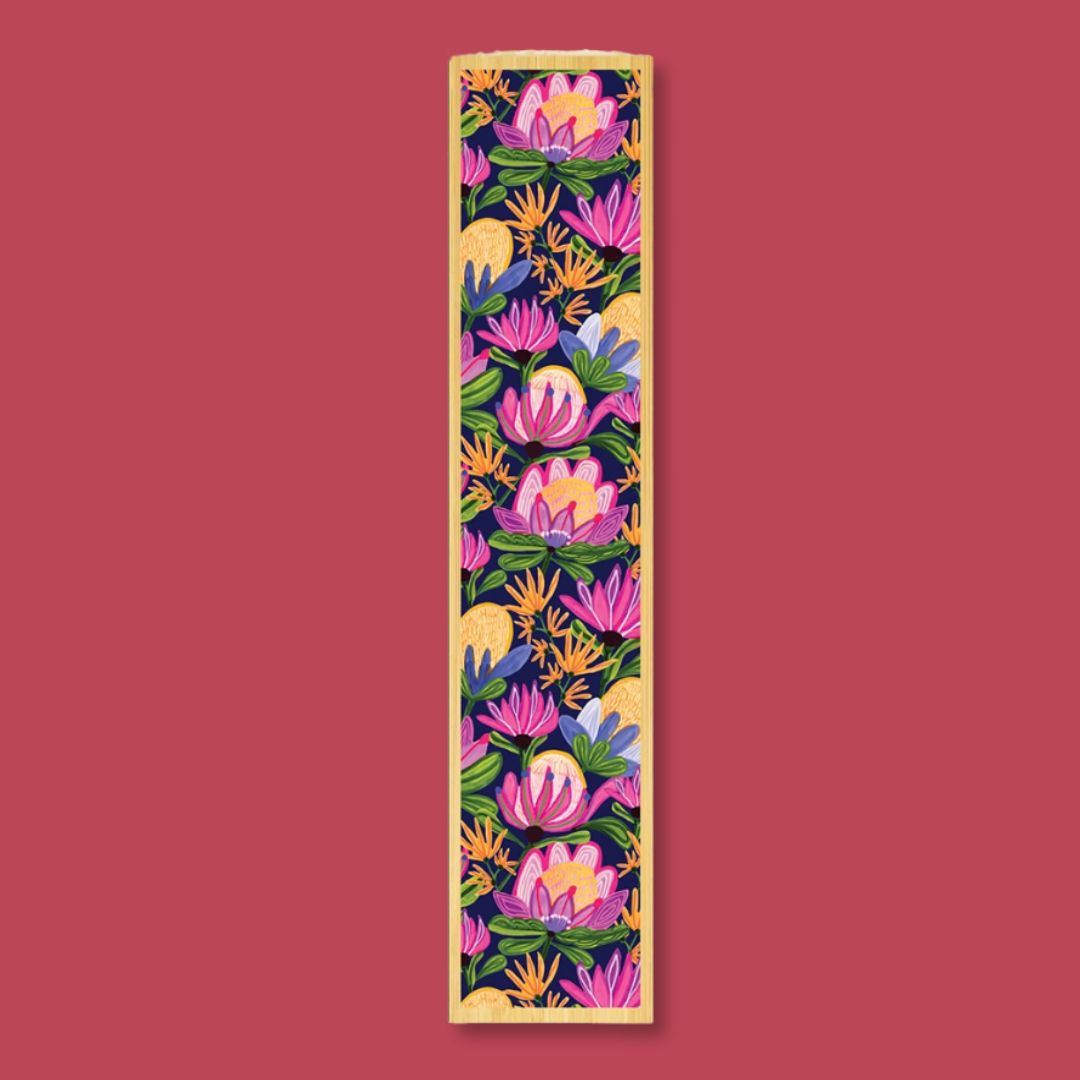 Mauve Proteas Australian Wooden Bookmark - Kirsten Katz