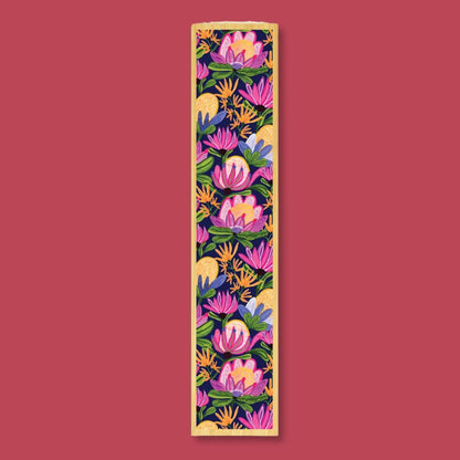 Mauve Proteas Australian Wooden Bookmark - Kirsten Katz