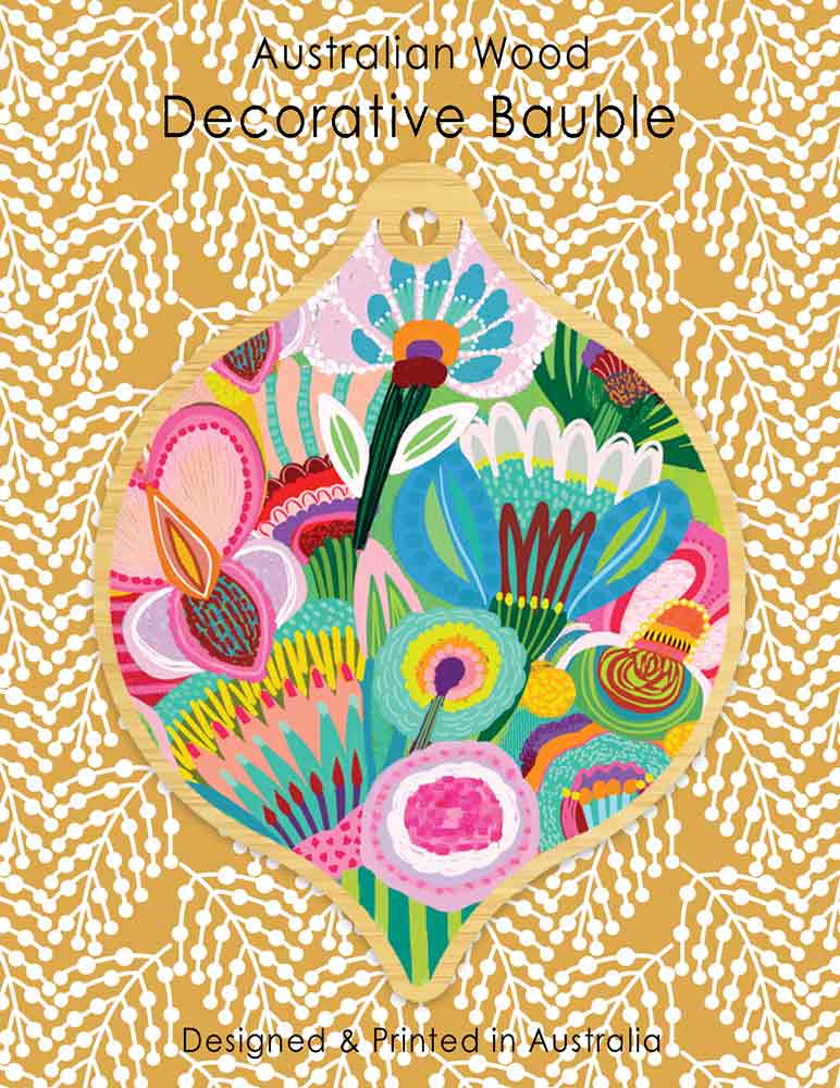Pastel Flora Australian Christmas Bauble Kirsten Katz