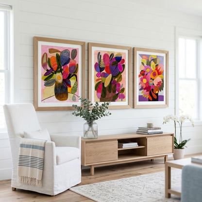 Kirsten Katz Big Blooms print set, Big Blooms, Native Bunch and Wild Bunch modern art prints