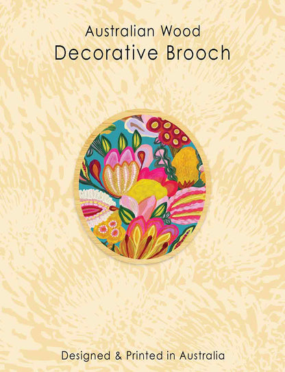 Sugarplum Flowers Wooden Brooch Kirsten Katz