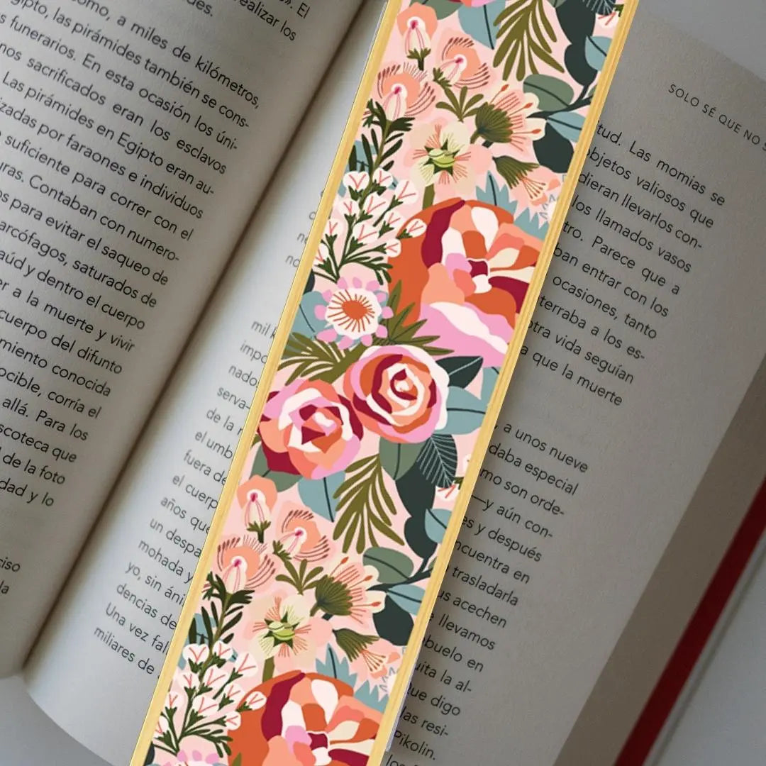 Blush Peonies & Roses Australian Wooden Bookmark Kirsten Katz