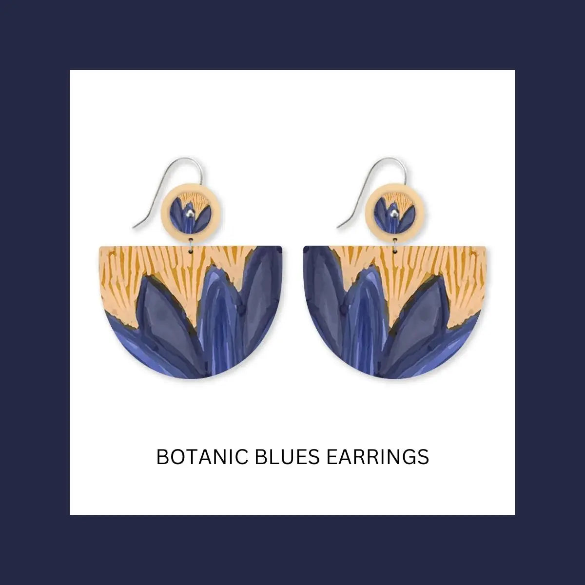 Botanic Blues Large Bell Circle Drop Earrings Kirsten Katz