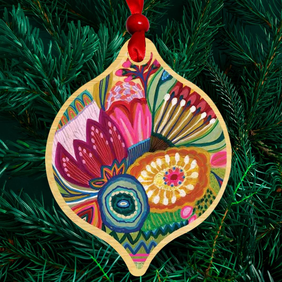 Flower Power Australian Christmas Bauble Kirsten Katz