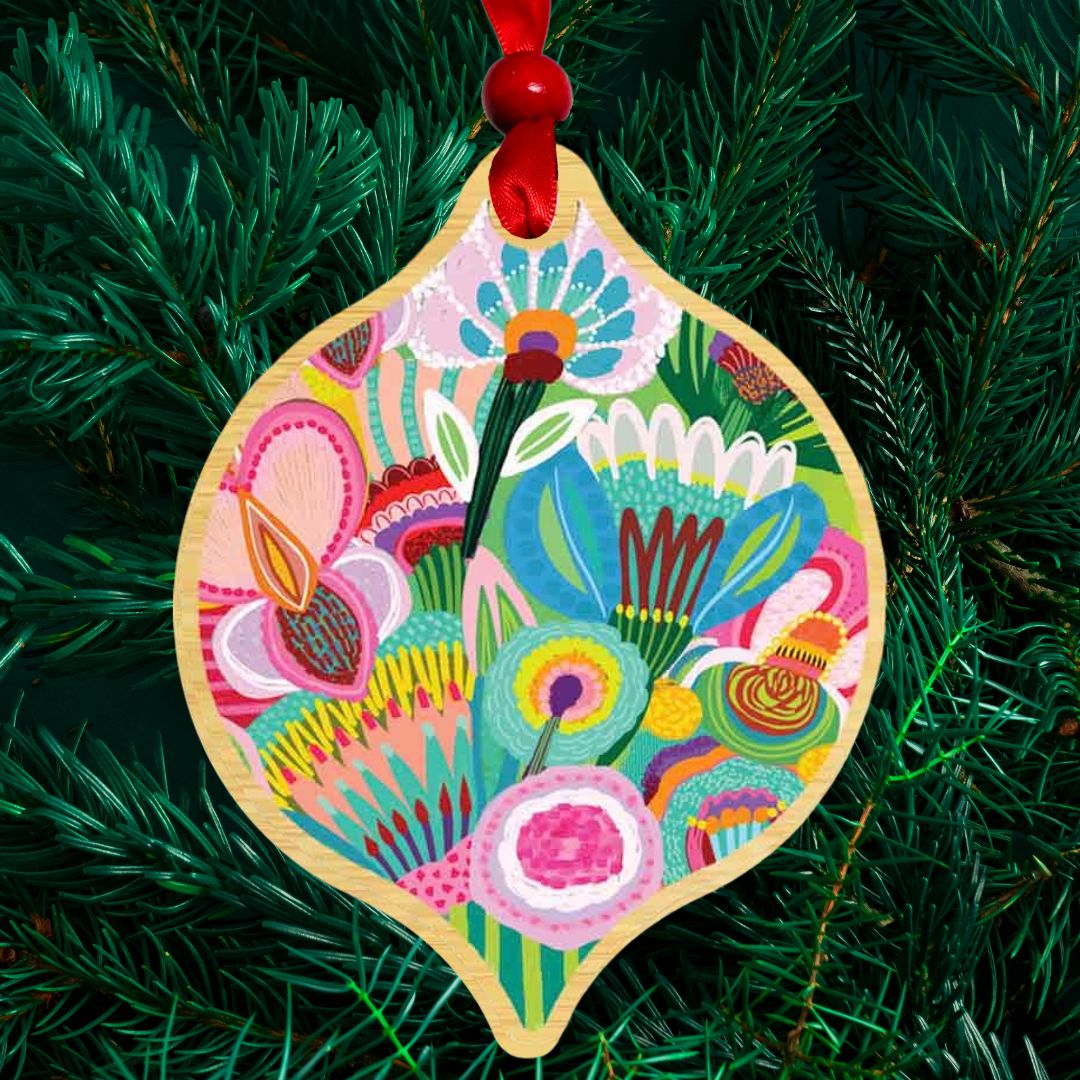 Pastel Flora Australian Christmas Bauble Kirsten Katz