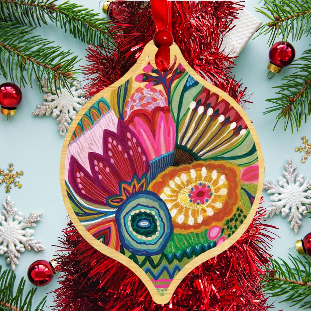 Flower Power Australian Christmas Bauble Kirsten Katz