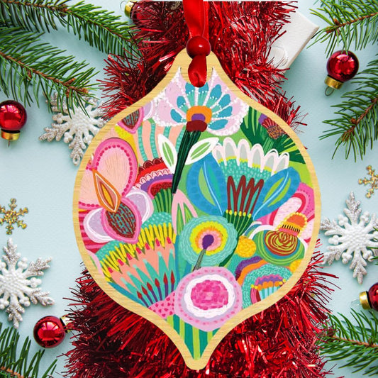 Pastel Flora Australian Christmas Bauble Kirsten Katz