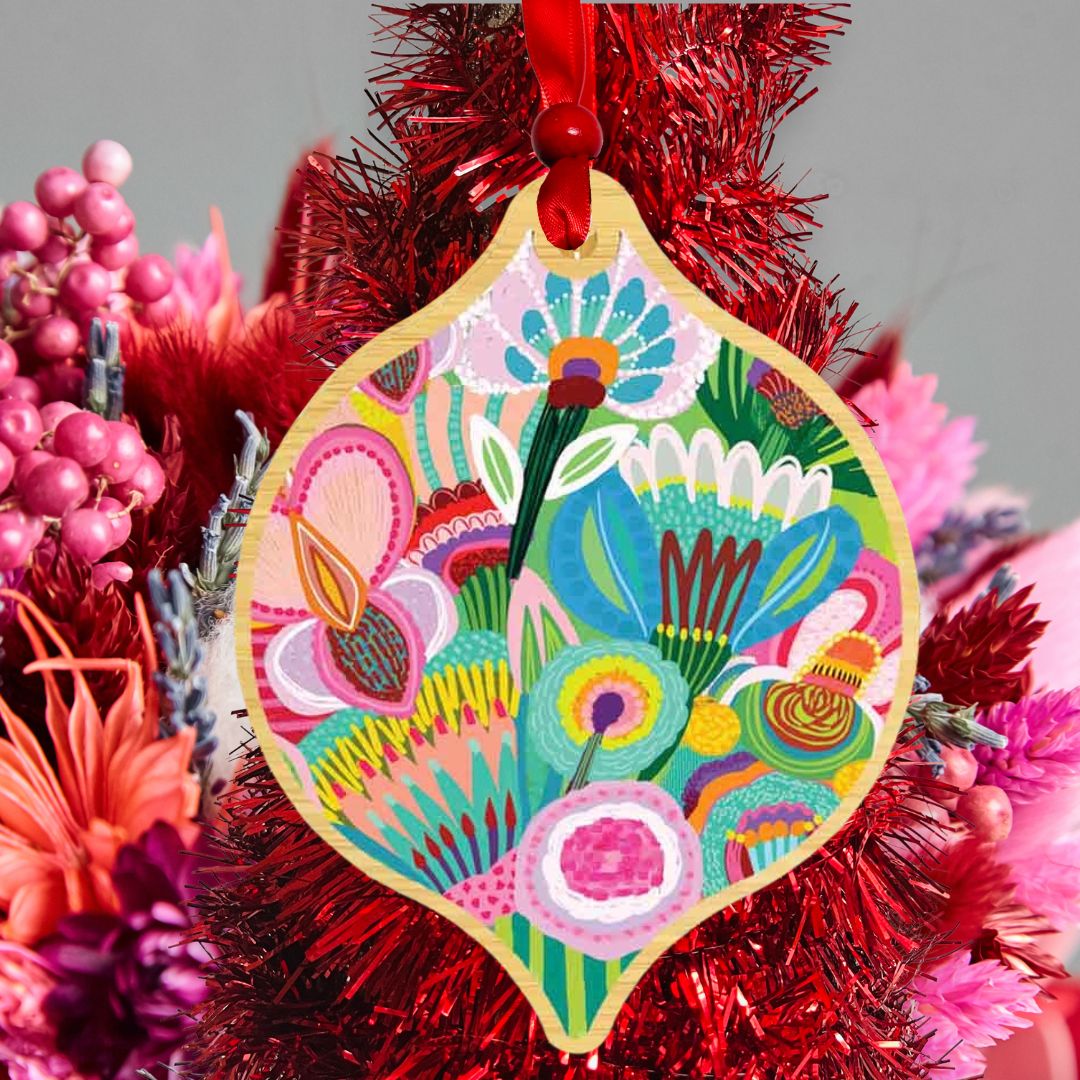 Pastel Flora Australian Christmas Bauble Kirsten Katz