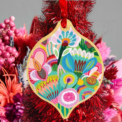 Pastel Flora Australian Christmas Bauble Kirsten Katz