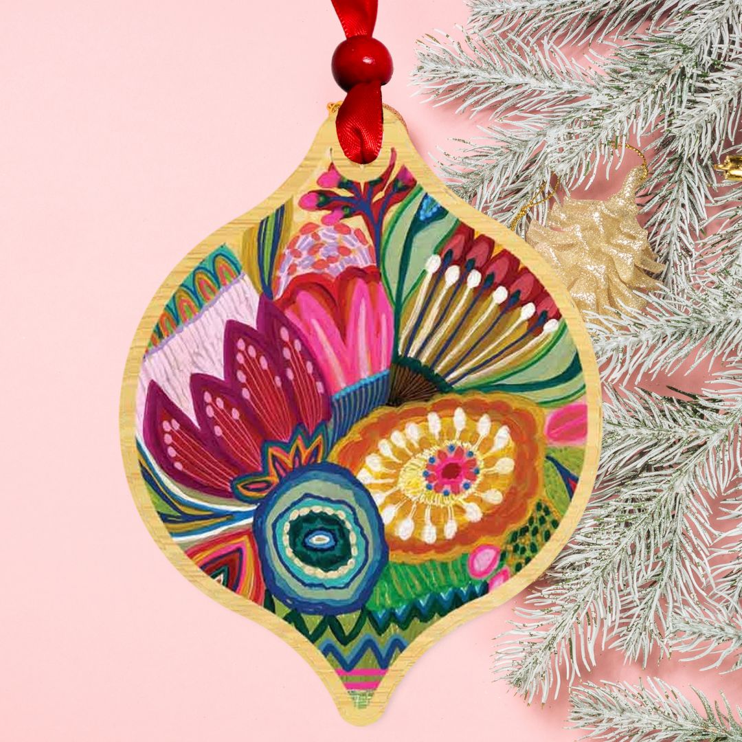 Flower Power Australian Christmas Bauble Kirsten Katz