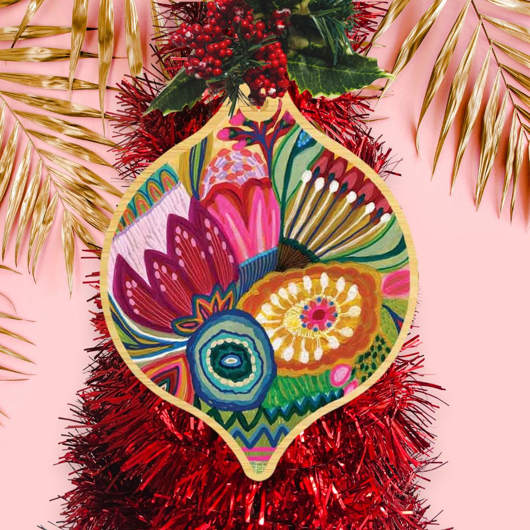 Flower Power Australian Christmas Bauble Kirsten Katz