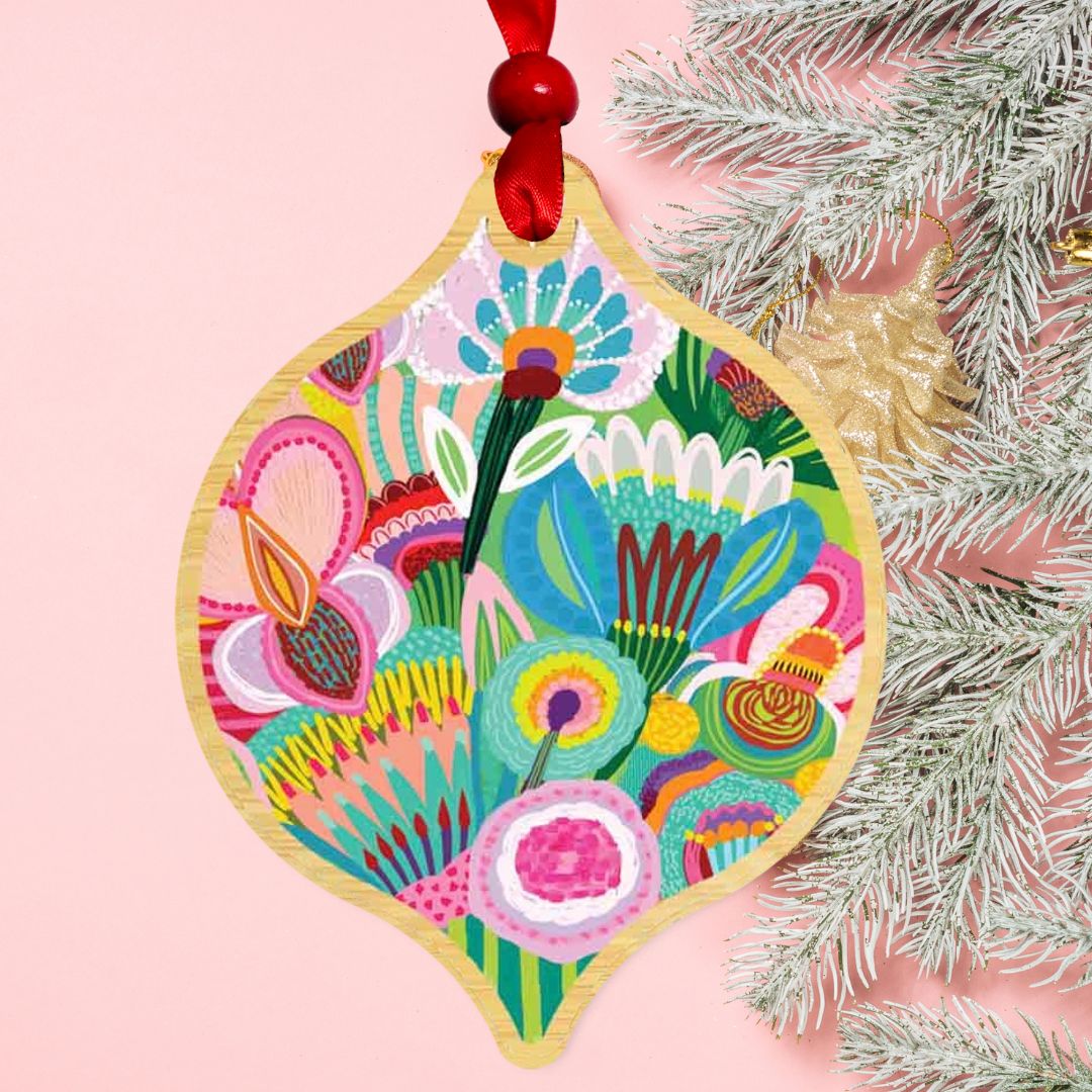 Pastel Flora Australian Christmas Bauble Kirsten Katz