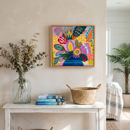 Kirsten Katz Colour Jazz 2 original, layered flowers with dots, stripes and fine lined detail