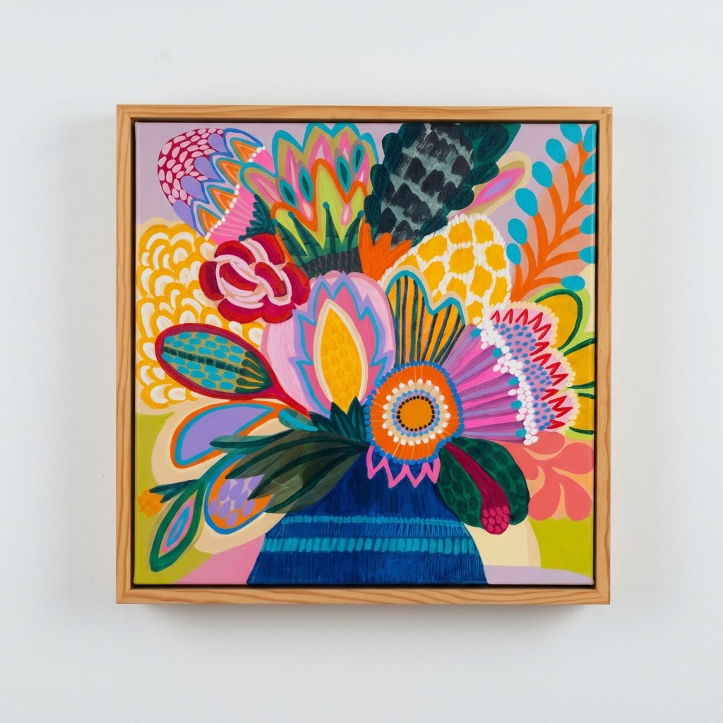 Kirsten Katz Colour Jazz 2, vibrant original floral artwork for modern interiors