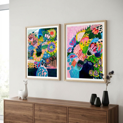 Colours of Summer Abstract Wall Art Print Set