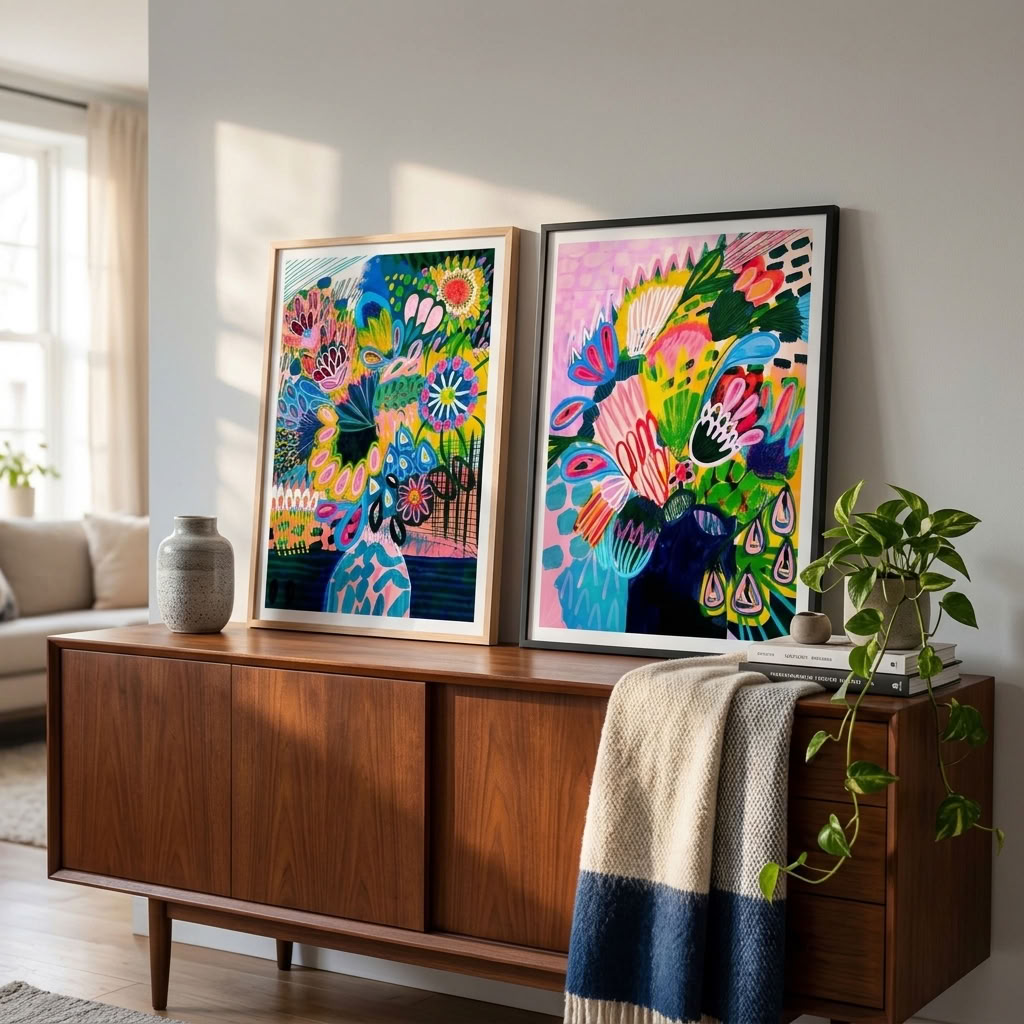 Colours of Summer Abstract Wall Art Print Set