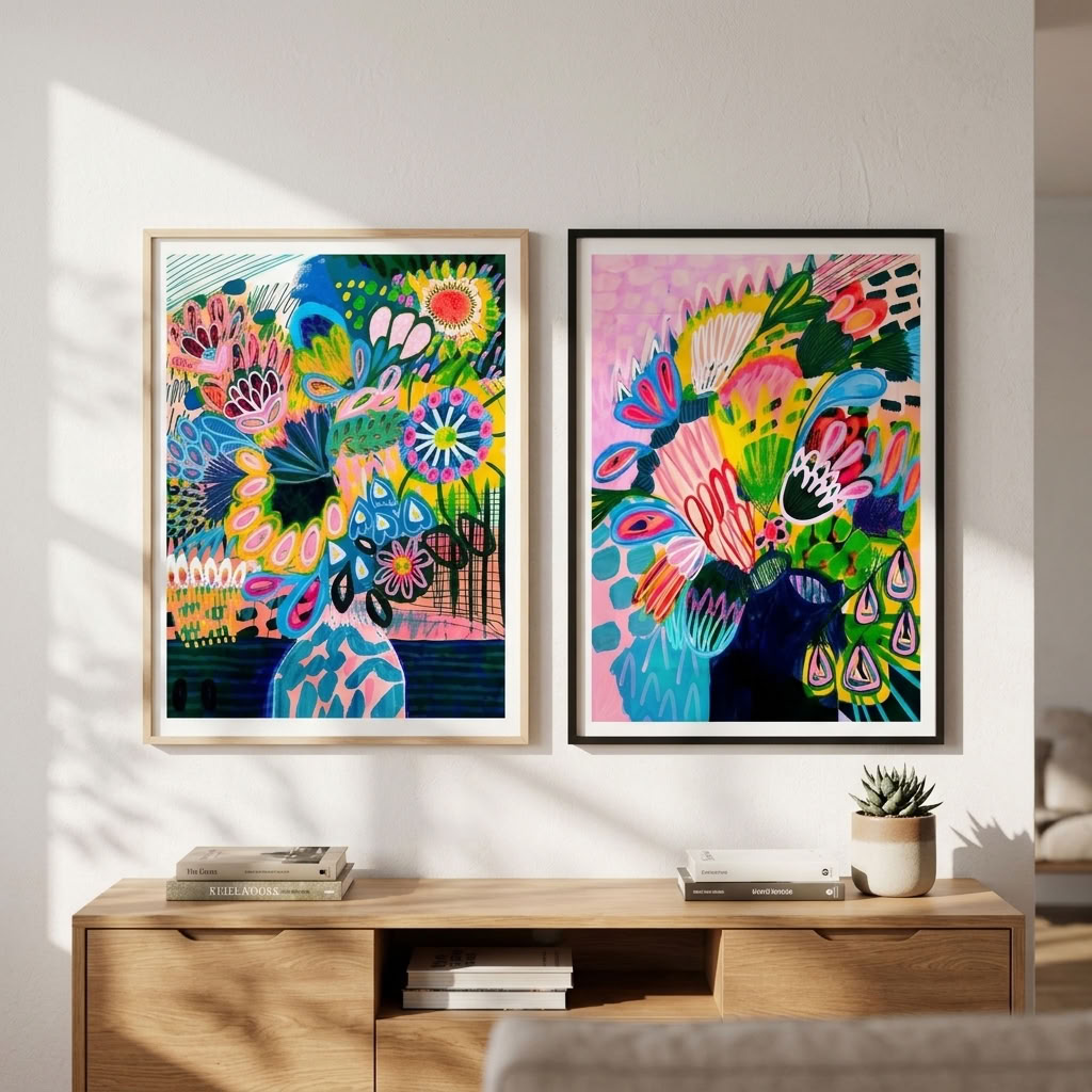 Colours of Summer Abstract Wall Art Print Set