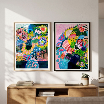 Colours of Summer Abstract Wall Art Print Set