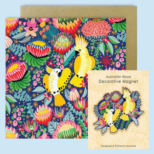 Cockatoos Magnet & Card Set  Kirsten Katz