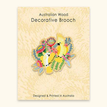 Cockatoos Wooden Brooch Kirsten Katz