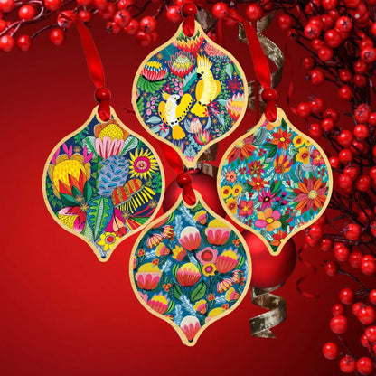 Cockatoos & Proteas Christmas Ornament Bauble Set  Kirsten Katz