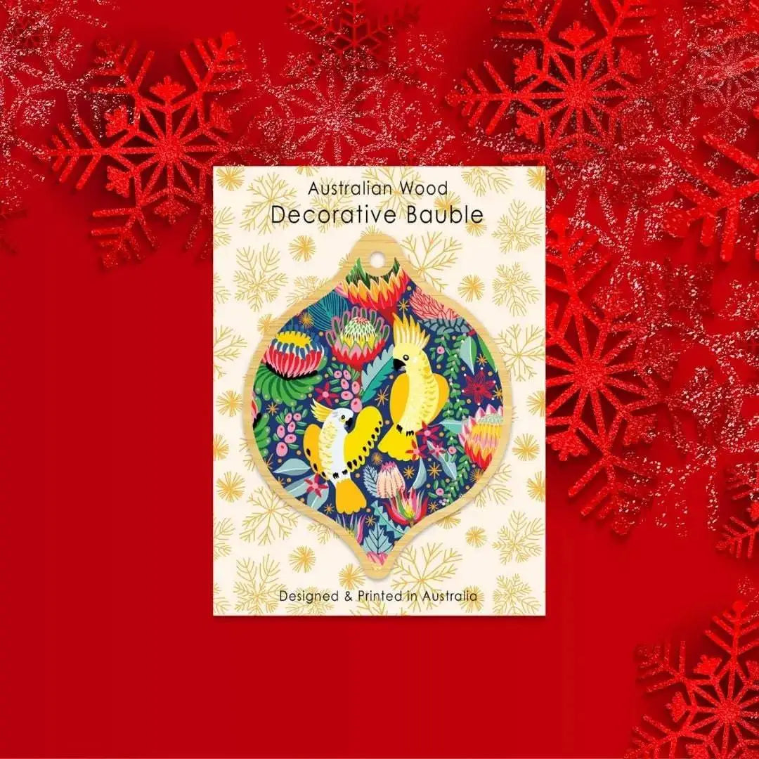 Cockatoos & Proteas Christmas Ornament Bauble Set  Kirsten Katz