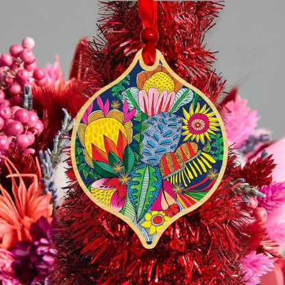 Cockatoos & Proteas Christmas Ornament Bauble Set  Kirsten Katz