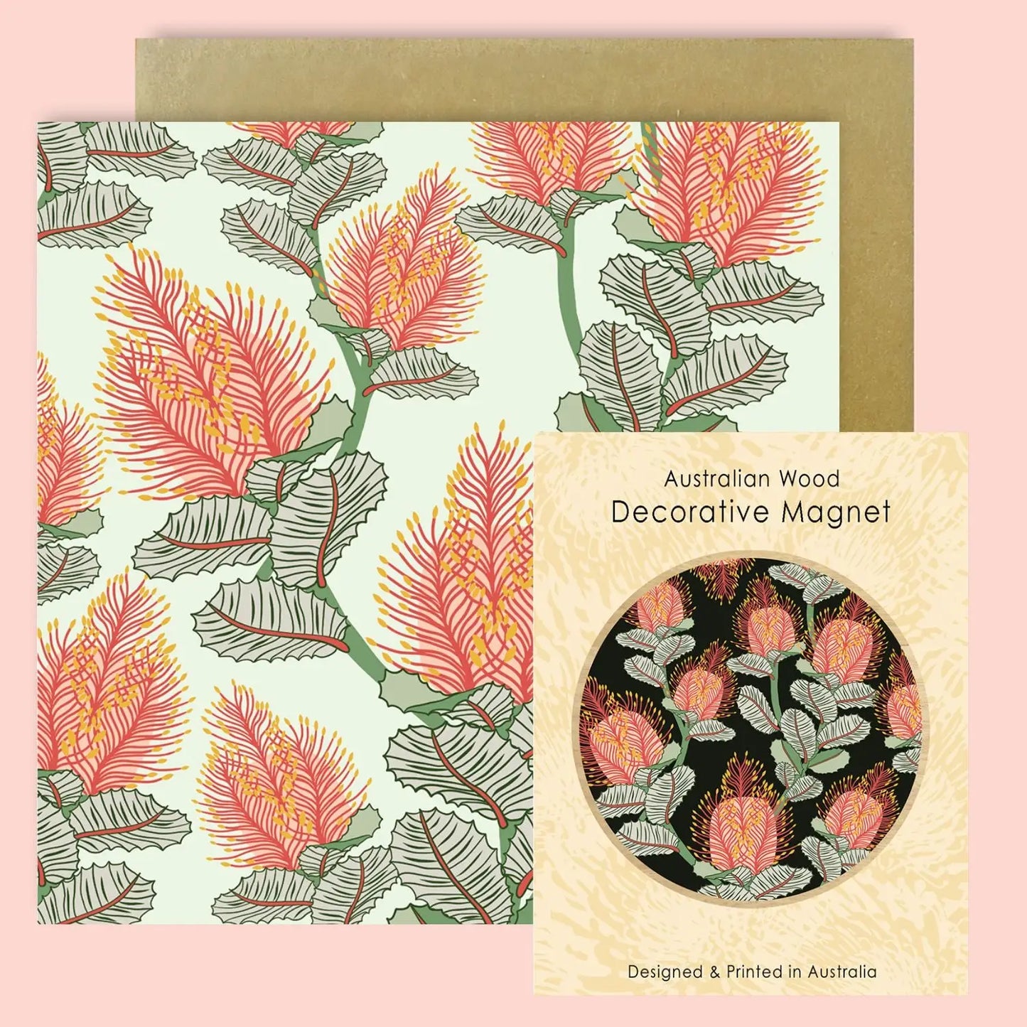 Coral Banksias Magnet & Card Set  Kirsten Katz