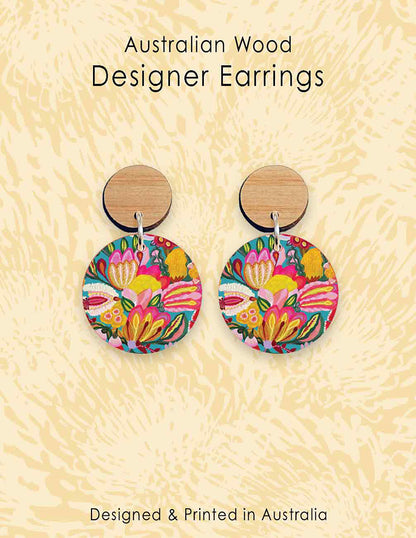 Sugarplum Flowers Wooden Earrings Kirsten Katz